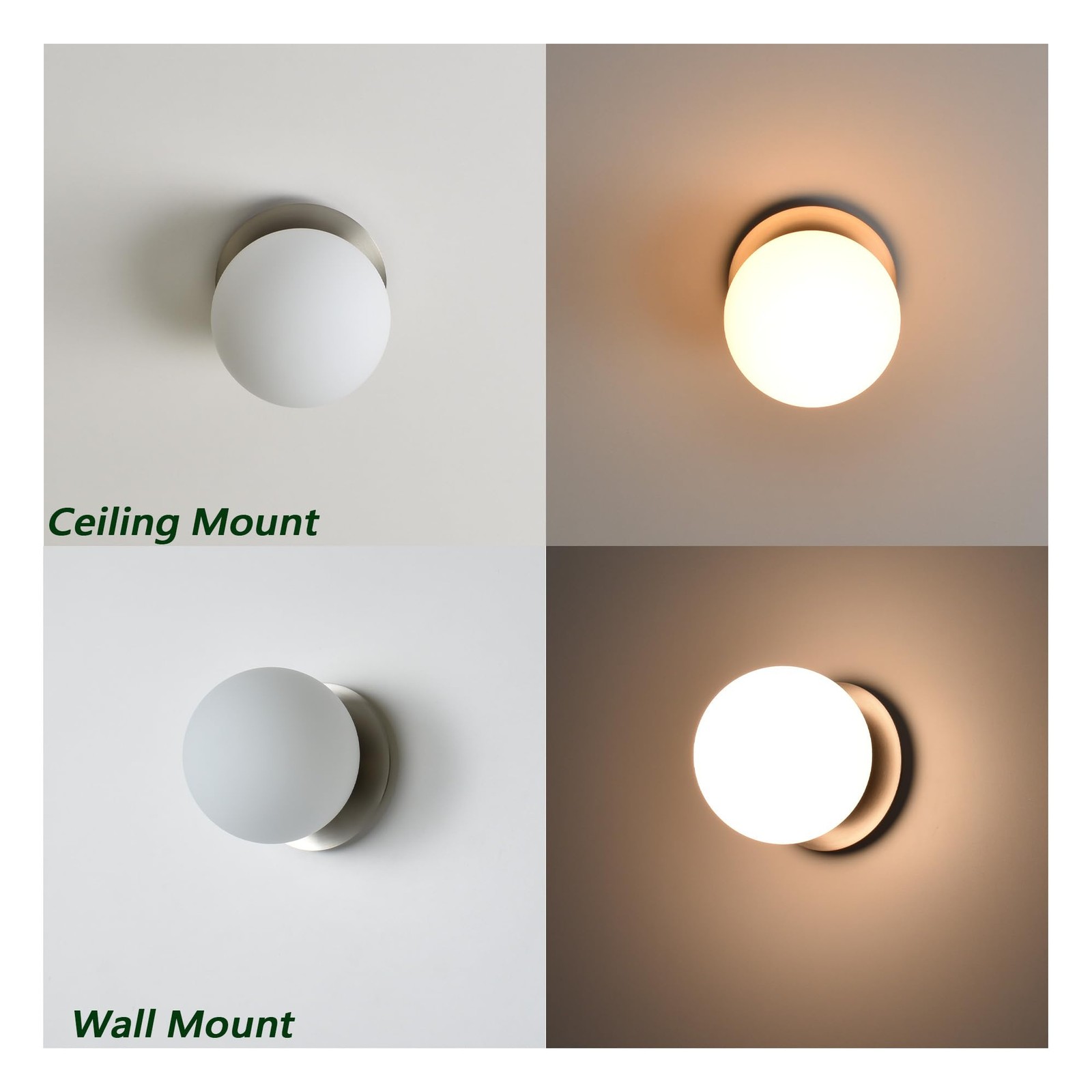 Wall Sconces, 1 Light Modern Globe Sconce in Brushed Nickel, Wall Light for B…