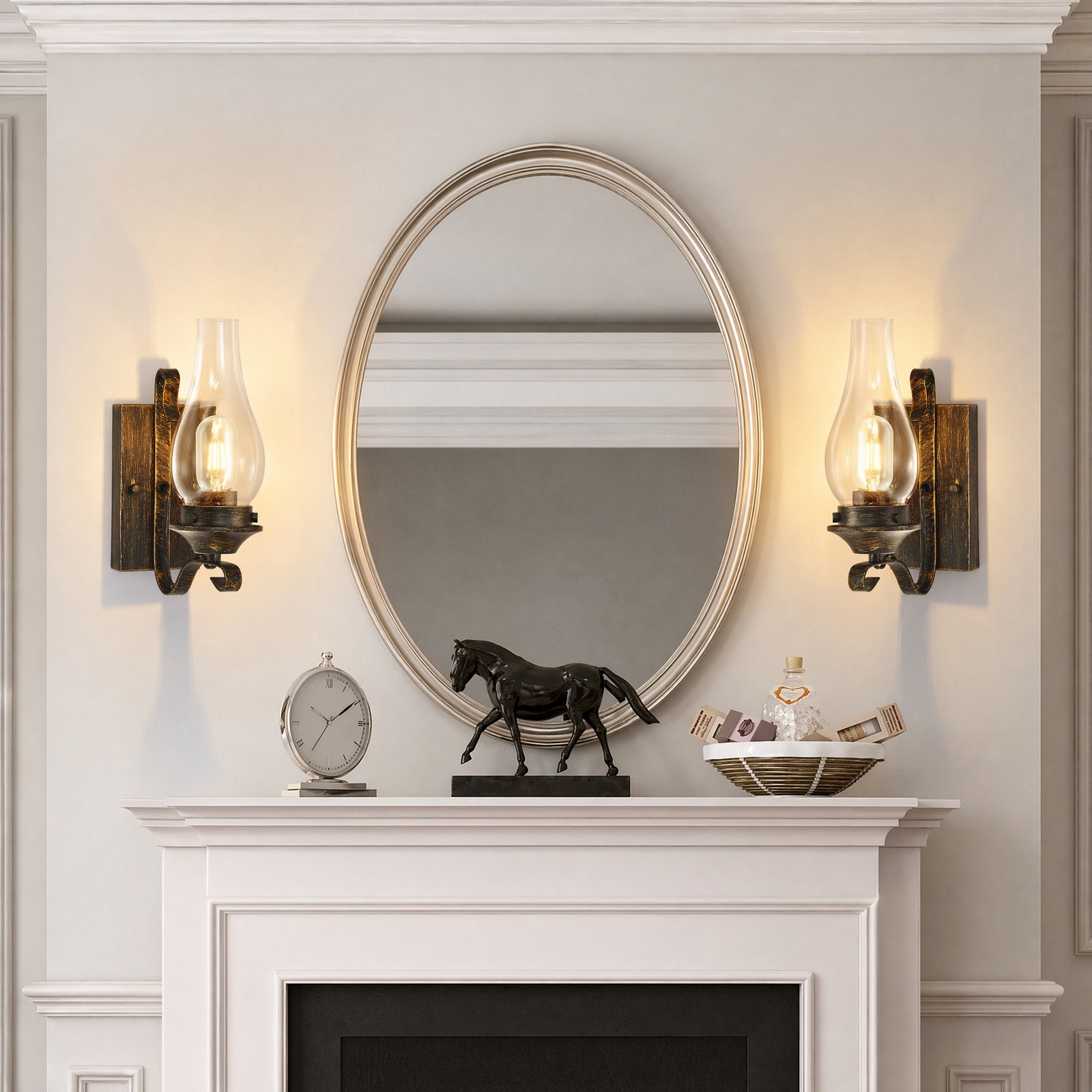 2 Pack 12 in Indoor Retro Rustic Oil Rubbed Bronze LED Wall Light Sconce Fixture