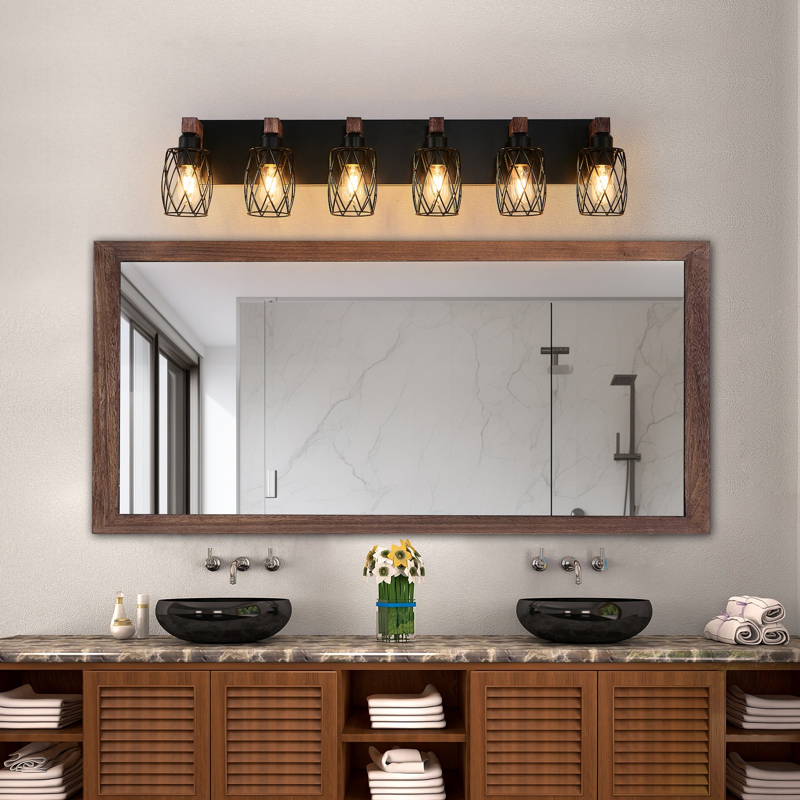 38″ LED Vanity Light 6 Lights Farmhouse Wall Lamp Bathroom Mirror Sconce Fixture