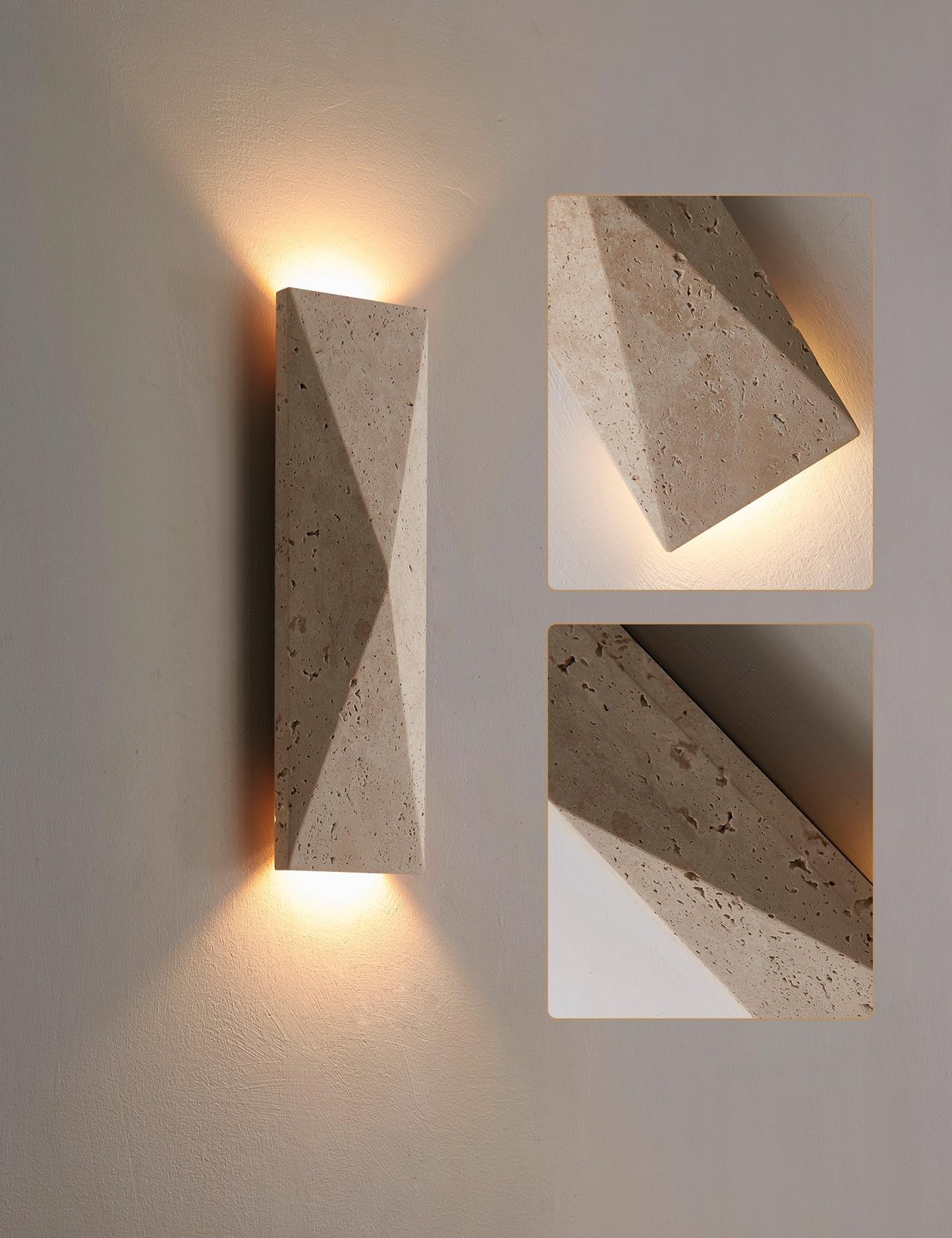 LVLVlech Travertine Wall Sconce, Stone Up Down Light for Hallway Bedroom