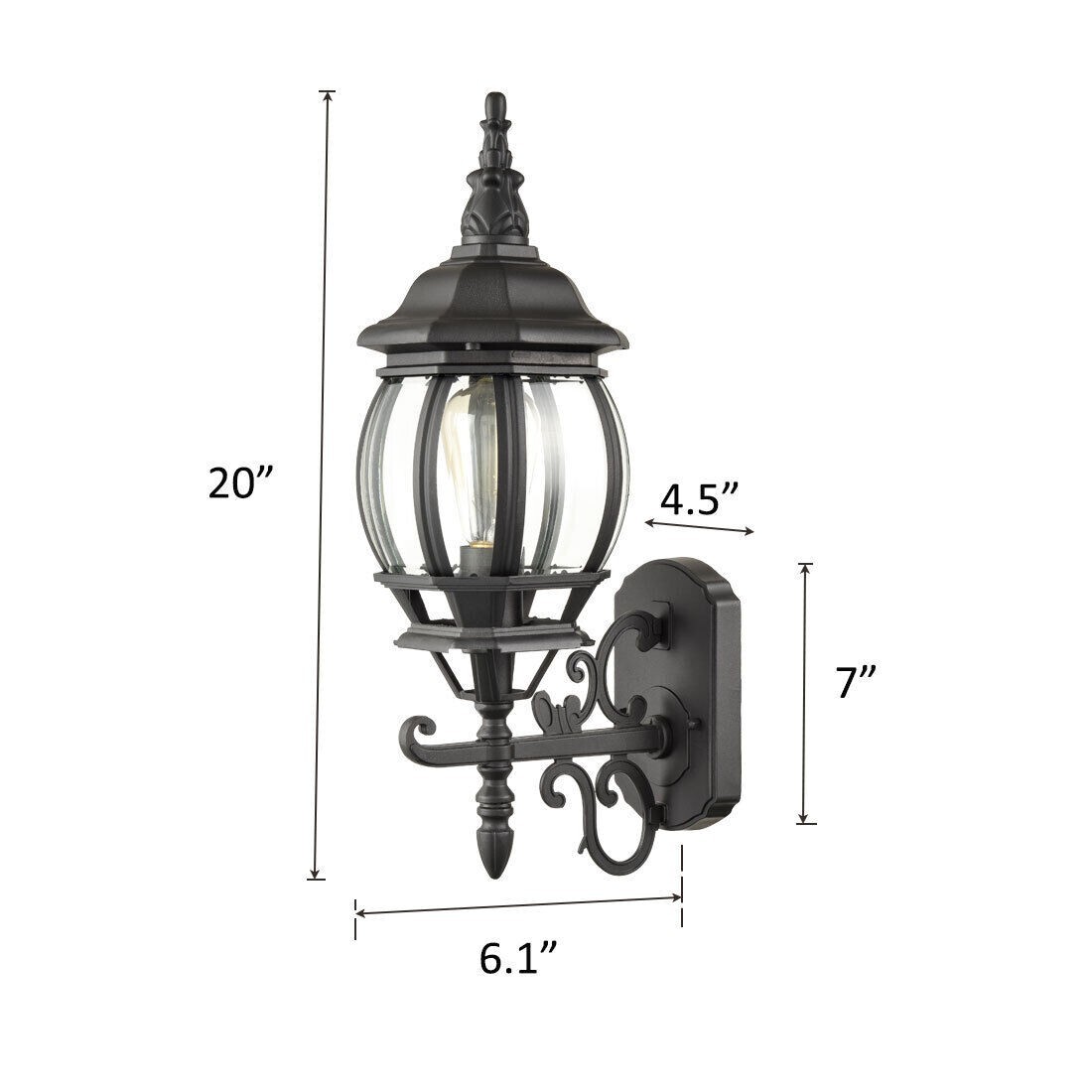 2-Pack Outdoor Wall Lantern Waterproof Exterior Wall Sconce Light Matte Black