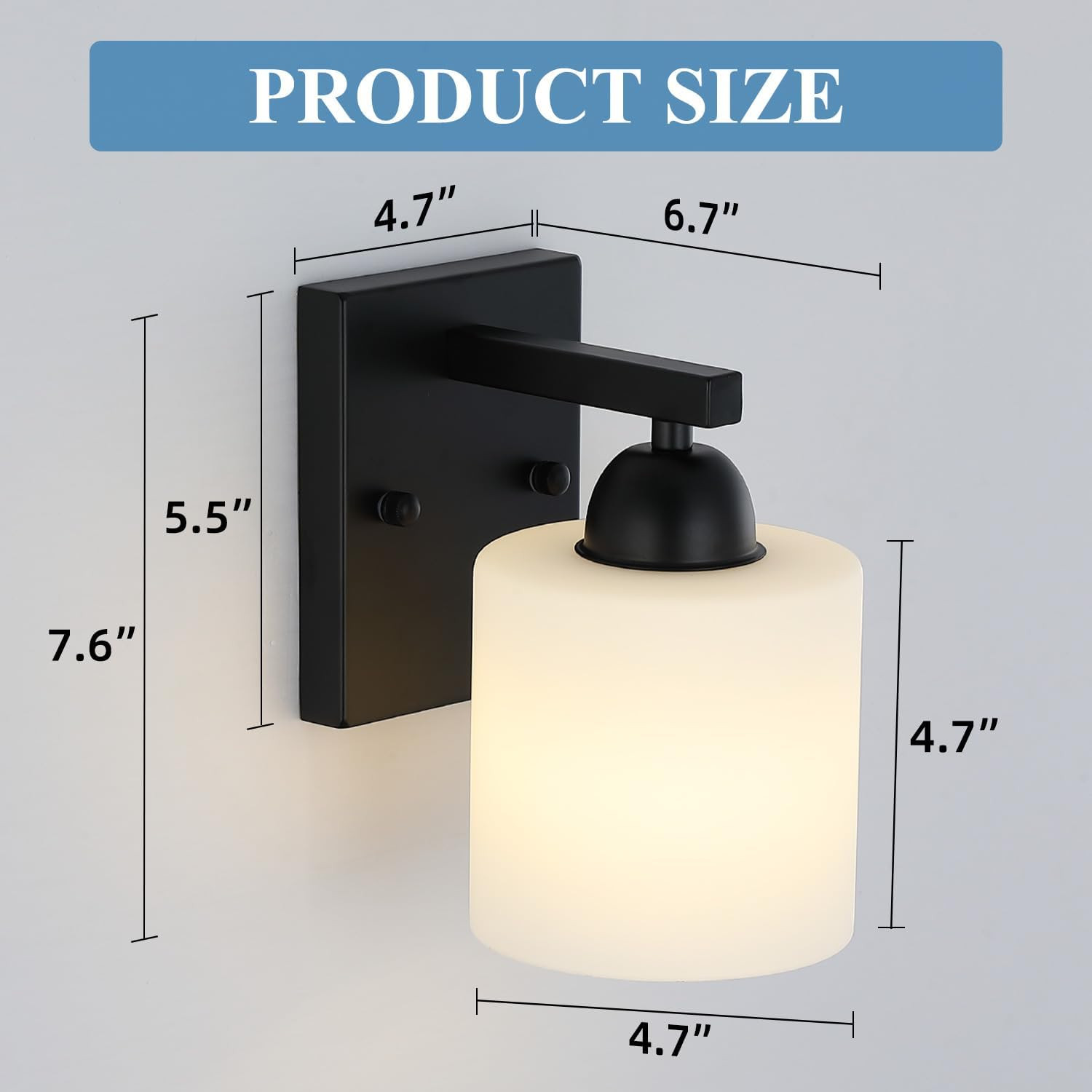 Matte Black Milk Glass Wall Sconces, 1 Pack Hardwired Indoor Wall Light Fixtures