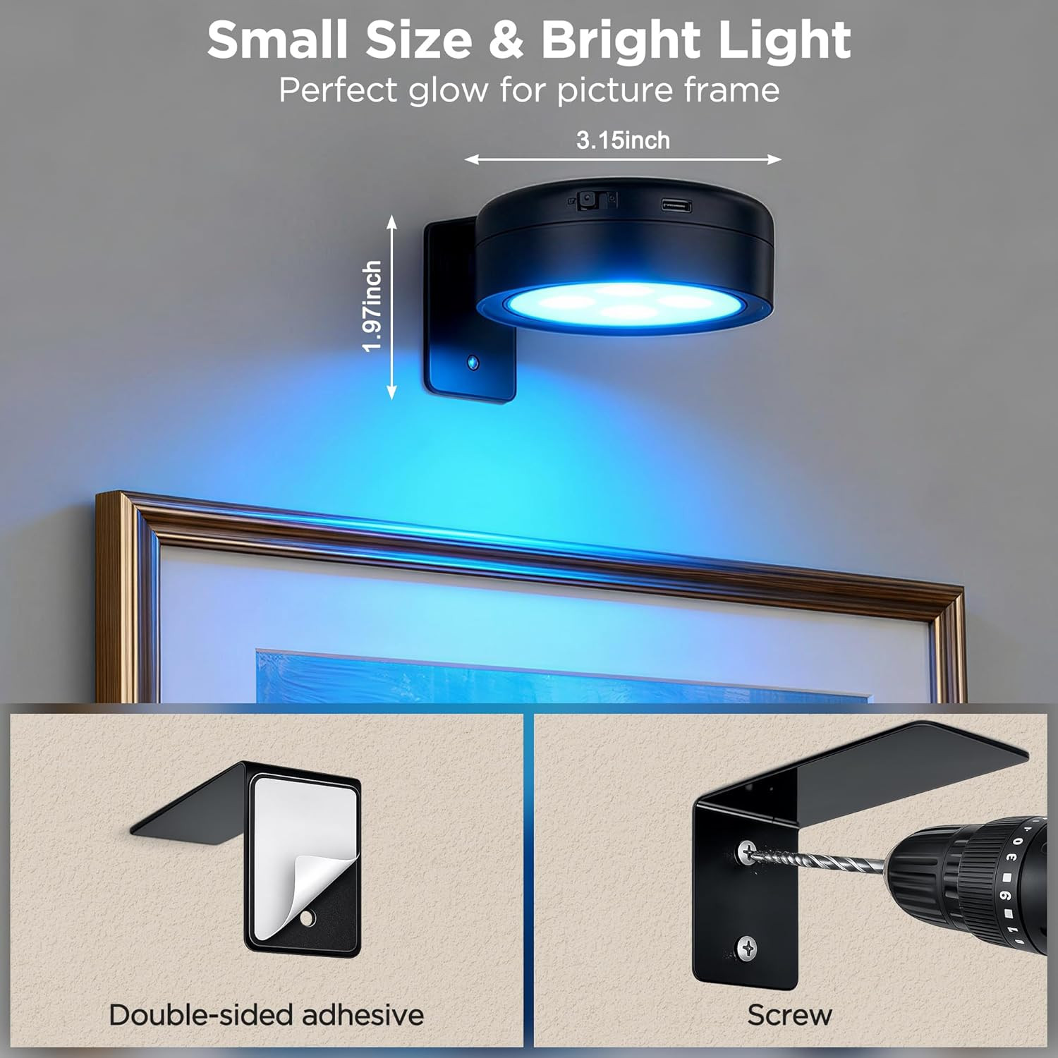 4-Pack Picture Lights for Wall, Rechargeable Wireless Poster Lights with 3 CCT &