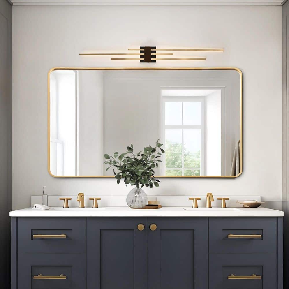 LNC 42.1″ H 3-Light Plating Brass Linear LED Wall Sconce Black