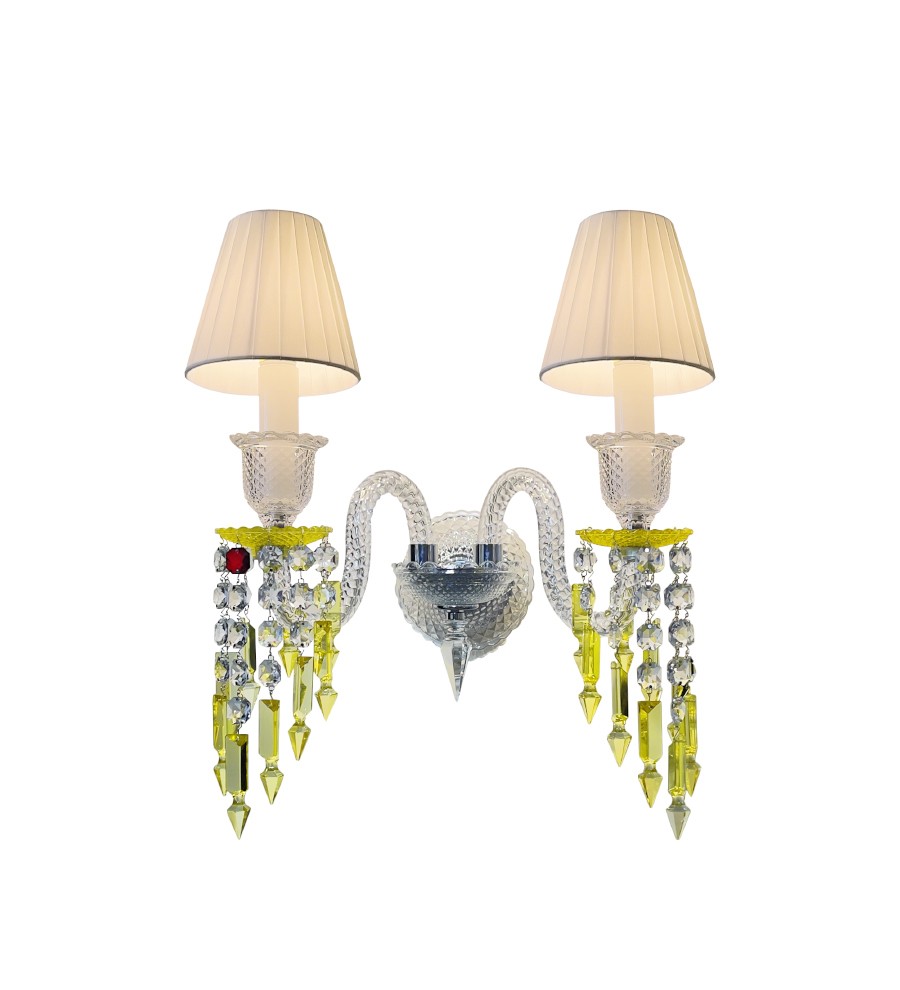 Luxury Decorative Wall Sconce Lamps Yellow Transparent Crystal Wall Lamp-2 Light