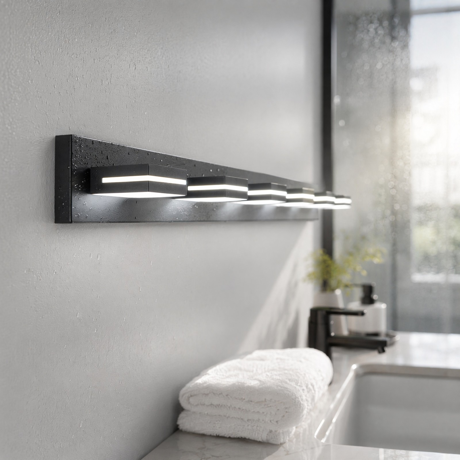 40 Inch 5 Lights Modern Vanity Light LED Black Bathroom Mirror Wall Lamp Fixture