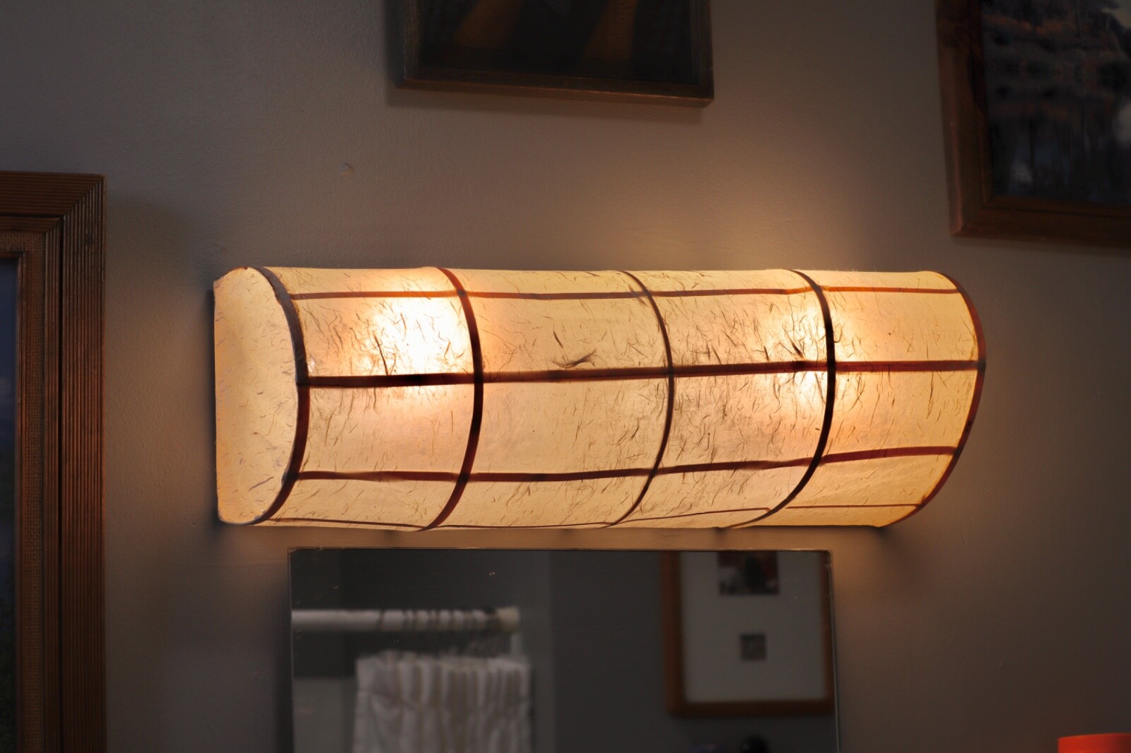 Handmade Vanity Light Shade Bamboo and Washi Paper – Made to order
