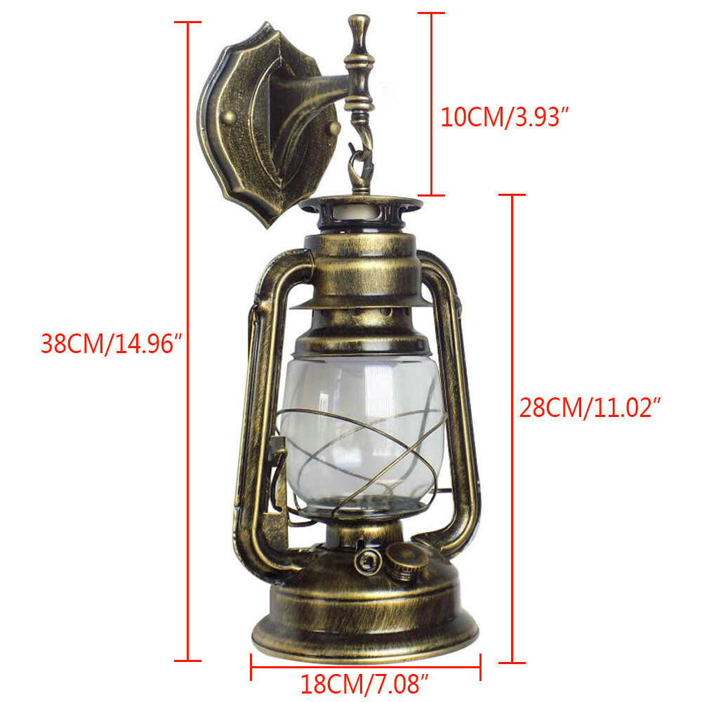 Retro Antique Garden Wall Lantern Metal Plastic Path Lamp Porch Light
