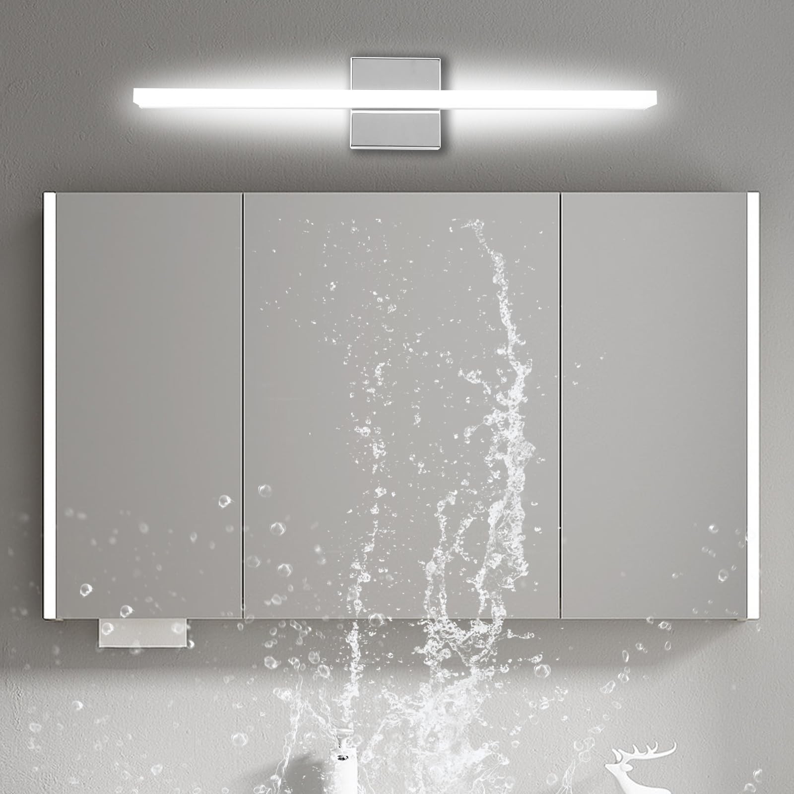16 Inch Chrome LED Bathroom Vanity Light Bar 3 Color Temperature Over Mirror