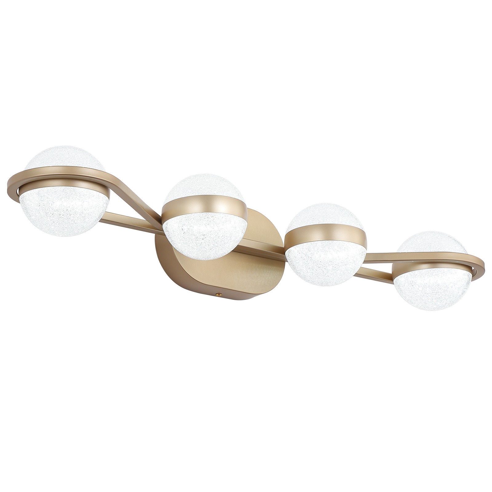 29 Inch Gold Vanity LED Light 4 Lights Fixture Crystal Sand Acrylic Shades