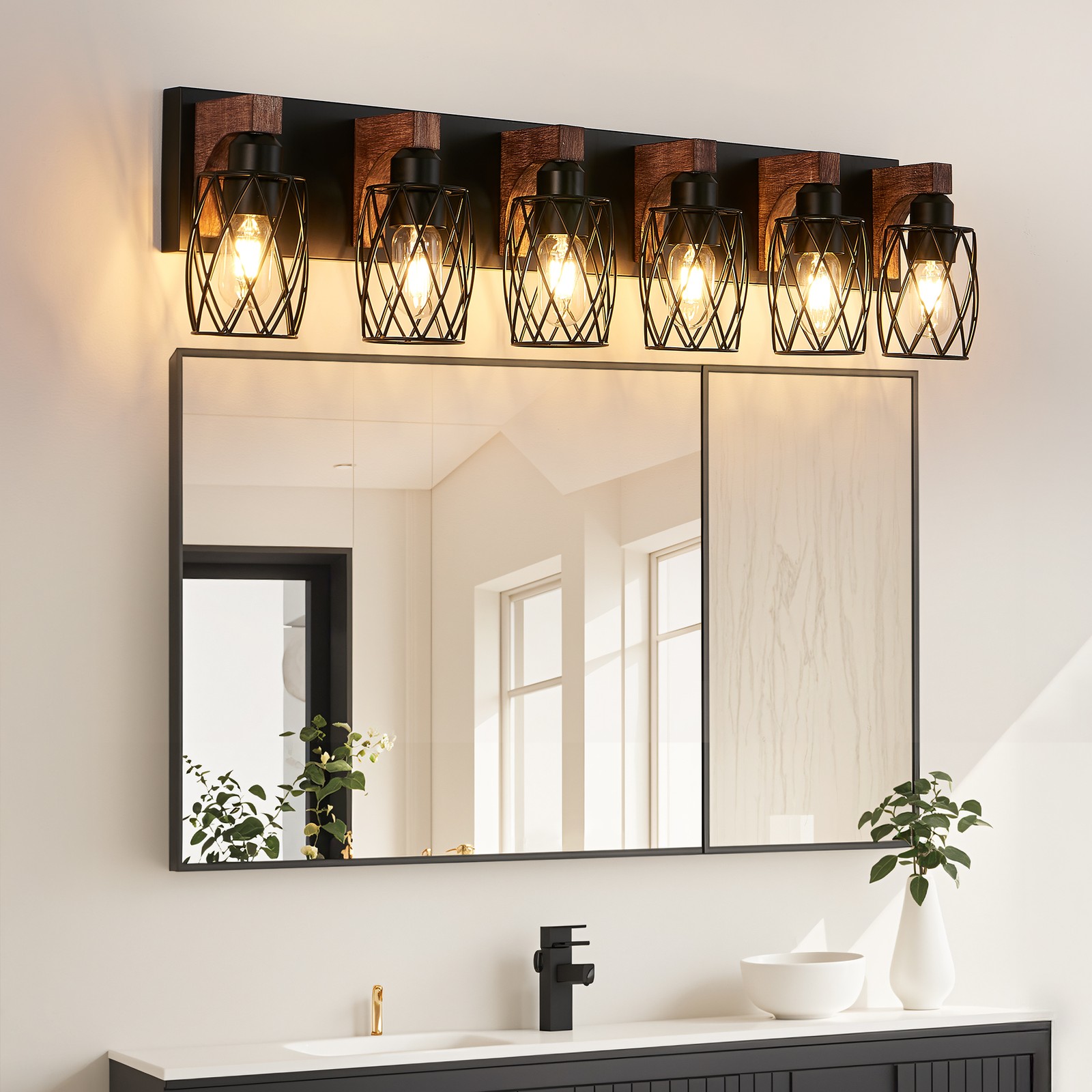 38″ LED Vanity Light 6 Lights Farmhouse Wall Lamp Bathroom Mirror Sconce Fixture