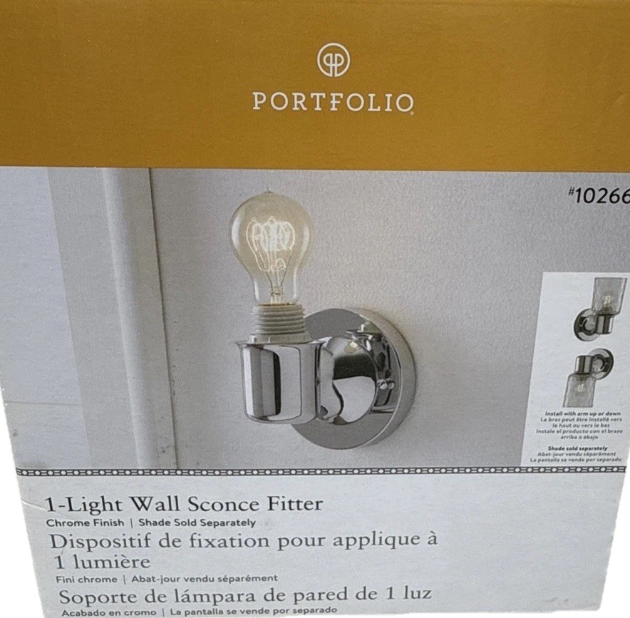 New Portfolio Wall Sconce Light Lamp Fixture Chrome Glass 1026681 Wall Mount (F6