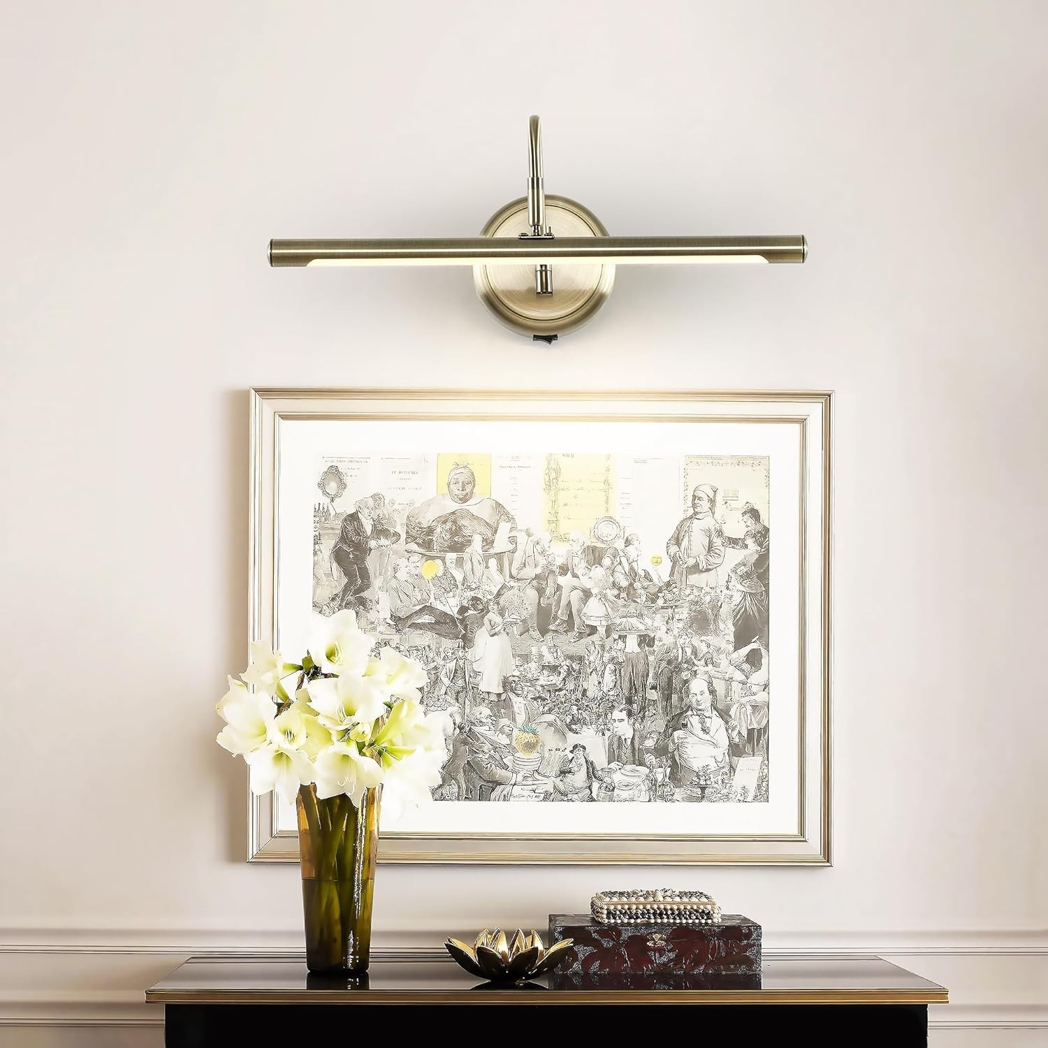 JOOSENLUX Modern Wall Lights Battery Operated Antique Bronze Wireless Picture Li