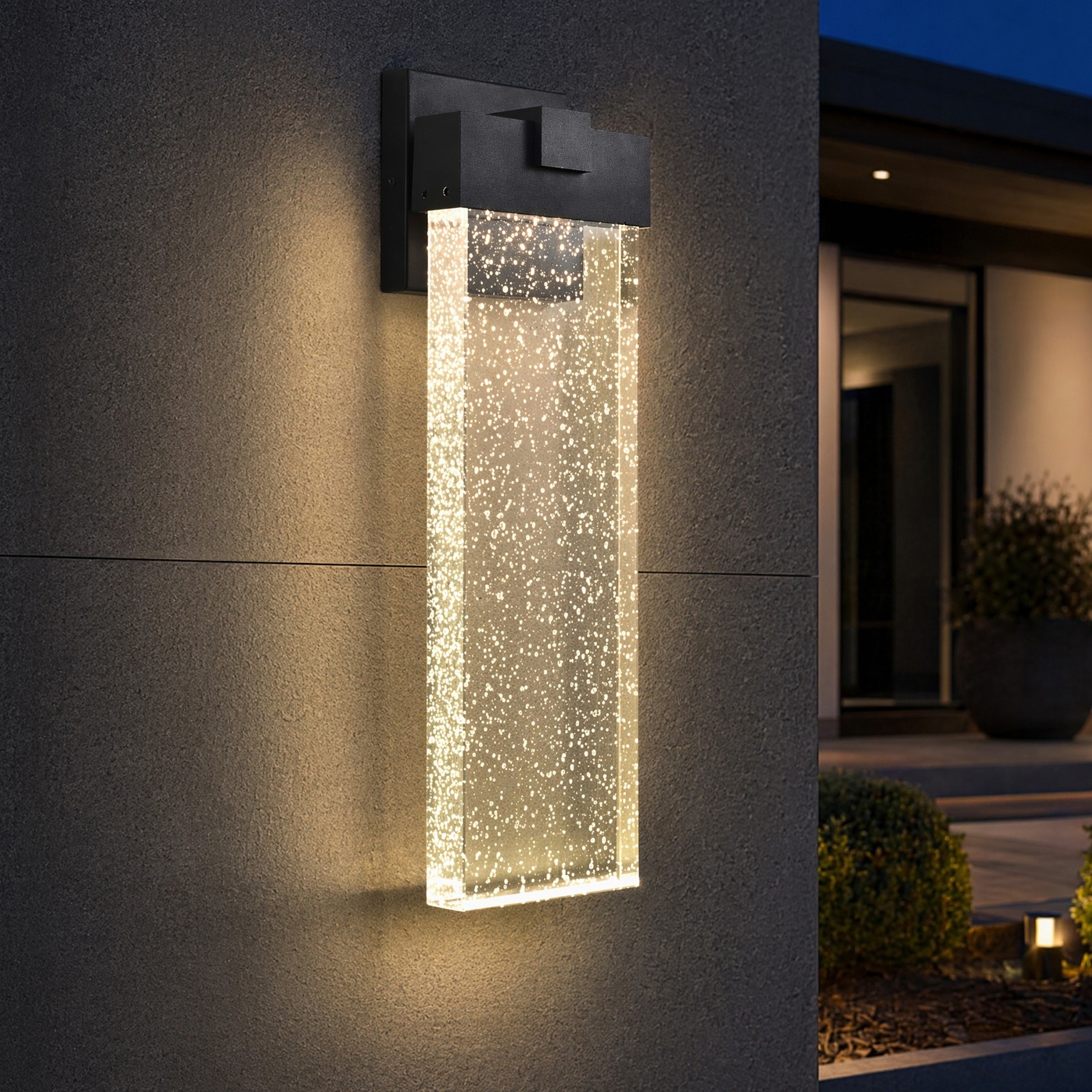 18 in Exterior Bubble Crystal Black LED Outdoor Wall Light Porch Sconce Fixture