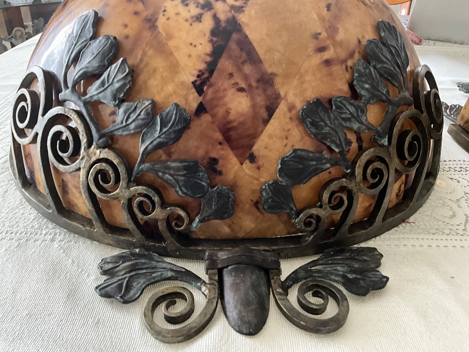 Maitland Smith XL Wall Sconces Pair/2/ Tortoiseshell Diamond Pattern Metal Frame