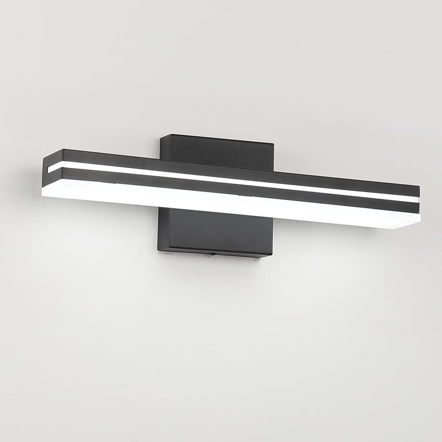 16″ Matte Black LED Modern Bathroom Vanity Light Bar Acrylic Wall Sconce