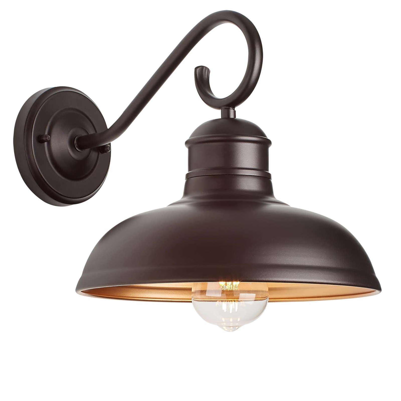 10 Inch Farmhouse Gooseneck Barn Light with Gold Interior 1 Pack, Oil Rubbed …