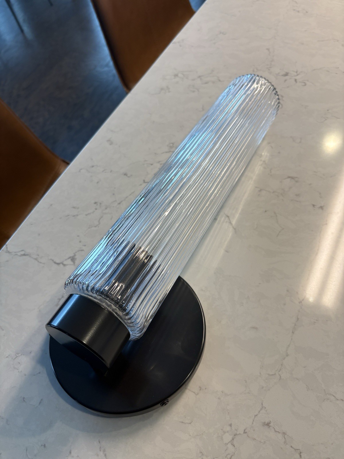 Nice! West Elm Weston Fluted Indoor/Outdoor Clear glass Wall Sconce