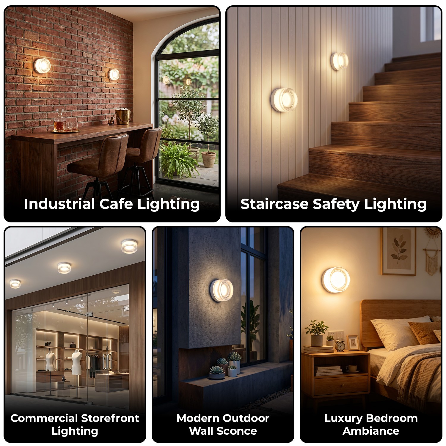 5″ Indoor LED Wall Lamp Thick Glass Sconce White Bedroom Ceiling Light Fixture