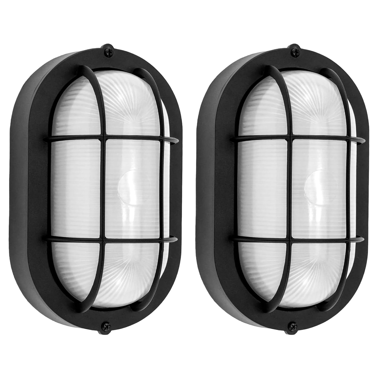 8.5″ Outdoor Wall Lights, Oval Bulkhead Wall Light Fixture 2 Pack, Outdoor Bu…
