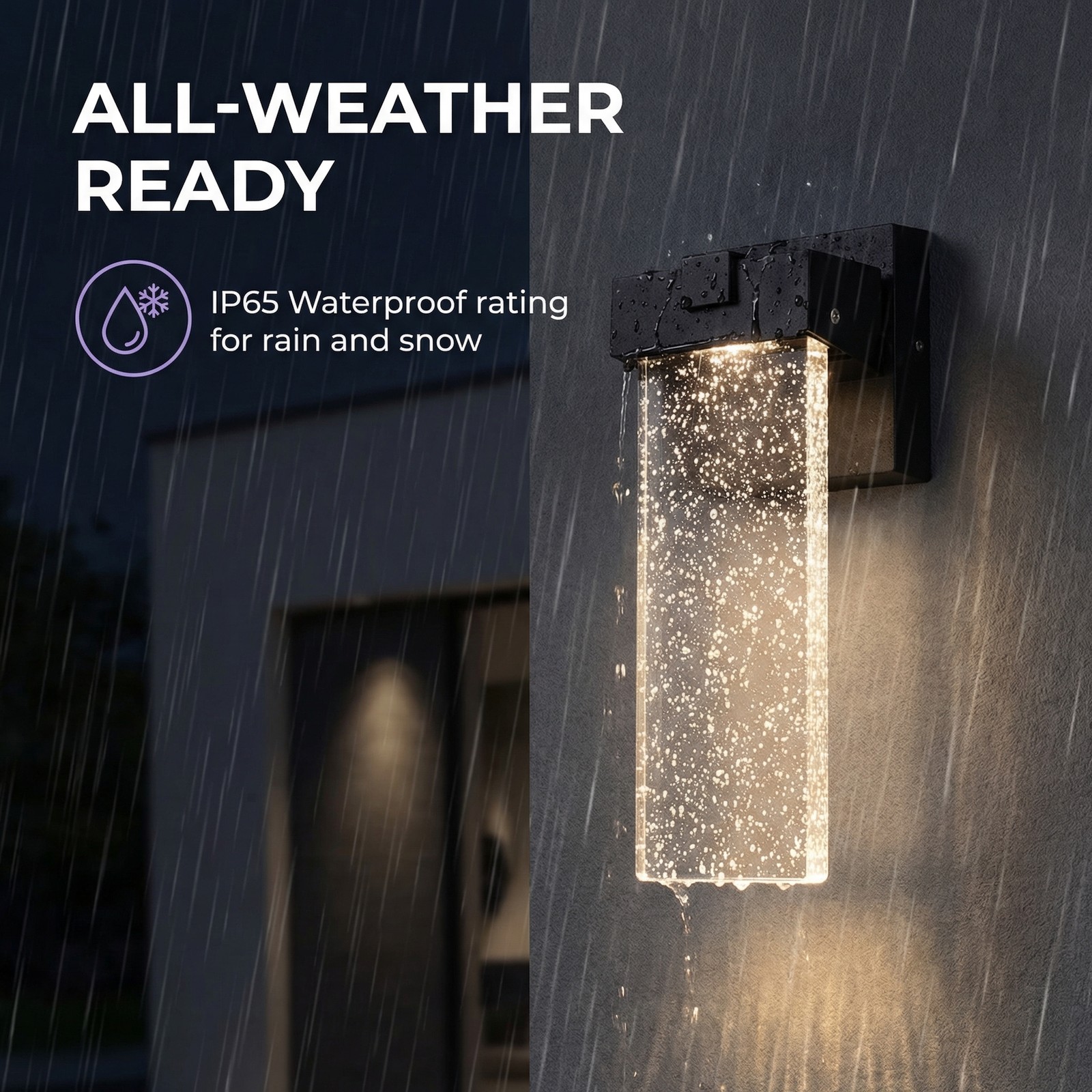 2 Pack Bubble Crystal LED Wall Light Modern Outdoor Porch Sconce Fixtures Black