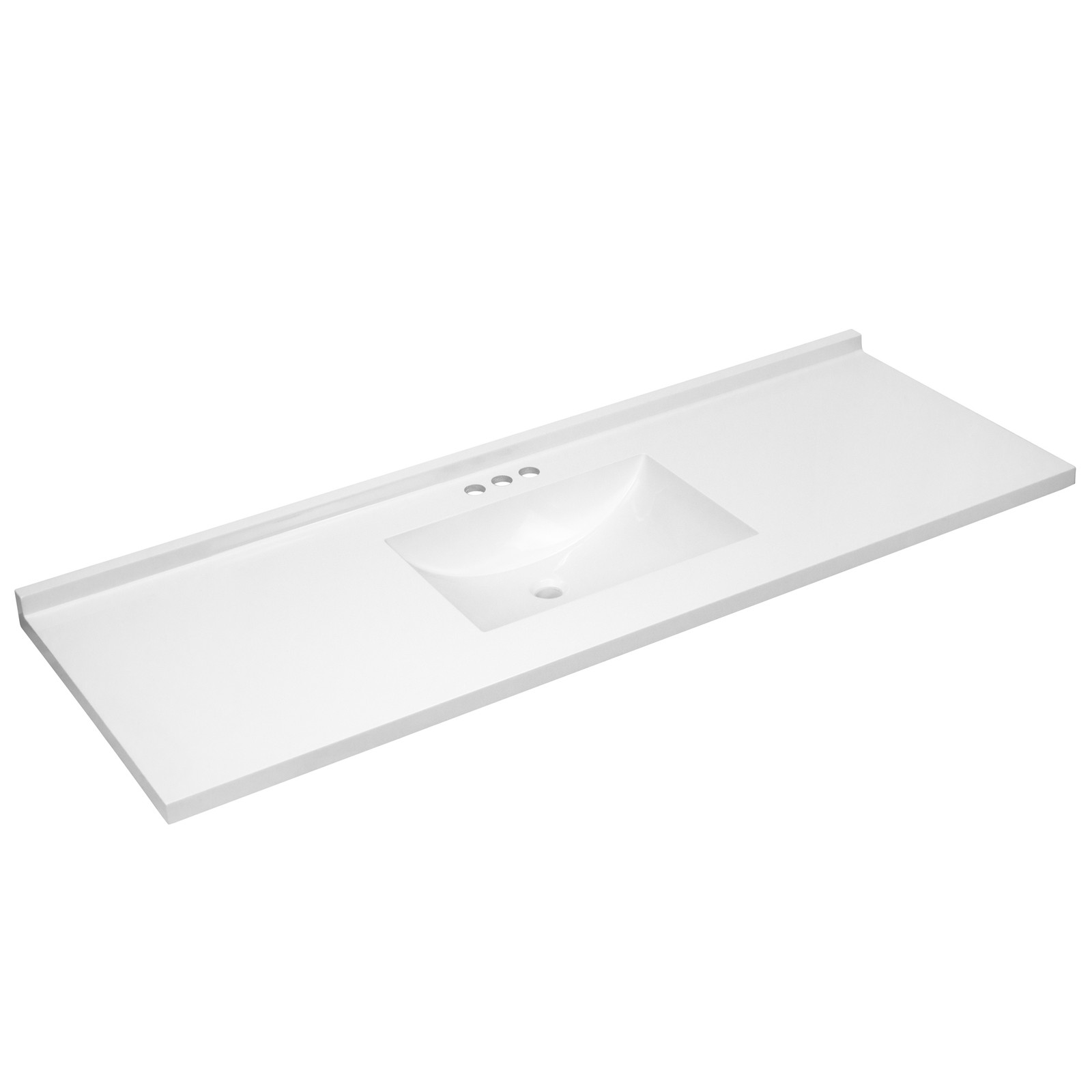 61-Inch Camilla II Modern Vanity Top with Backsplash, Improved Packaging, Solid