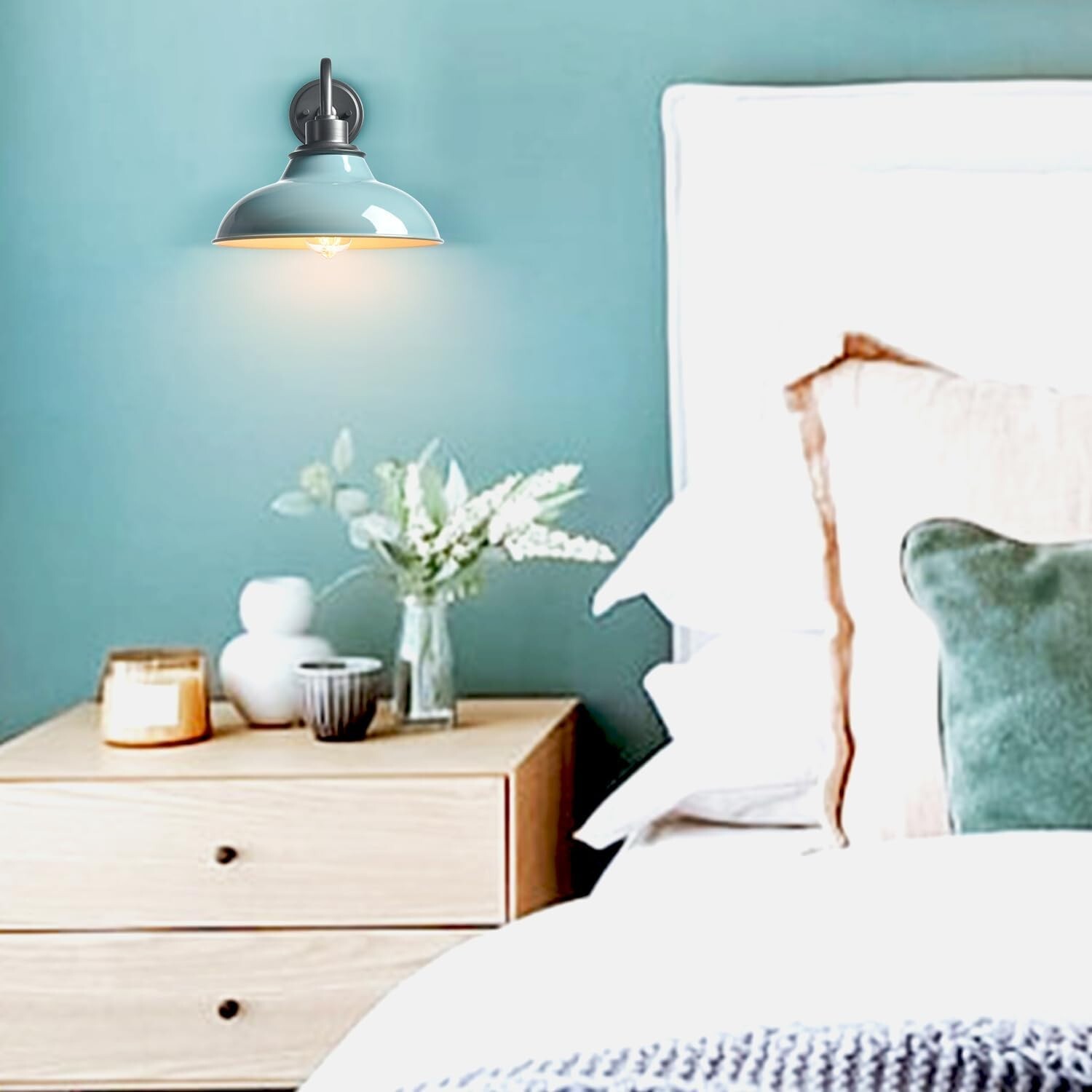 Modern Blue Wall Sconce Light for Bedroom Living Room Kitchen Hallway Indoor