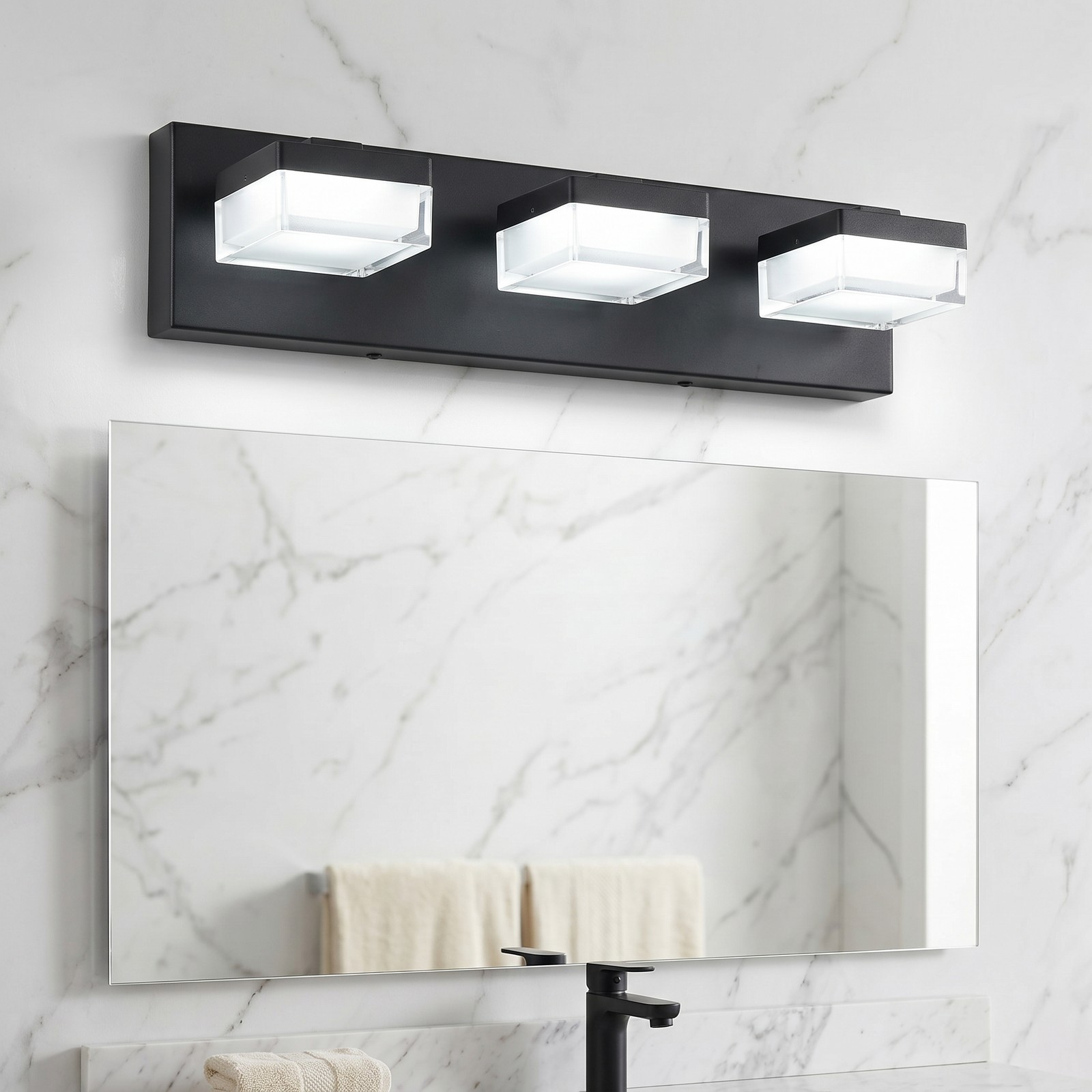 18» Vanity Light 3 Lights LED Bathroom Mirror Wall Sconce Matte Black Fixture