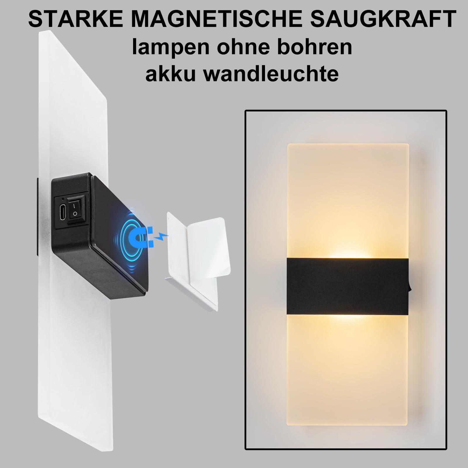 Wall Sconce Set Of 2 Touch Control 4000mah Battery Operated Bedside Night Light