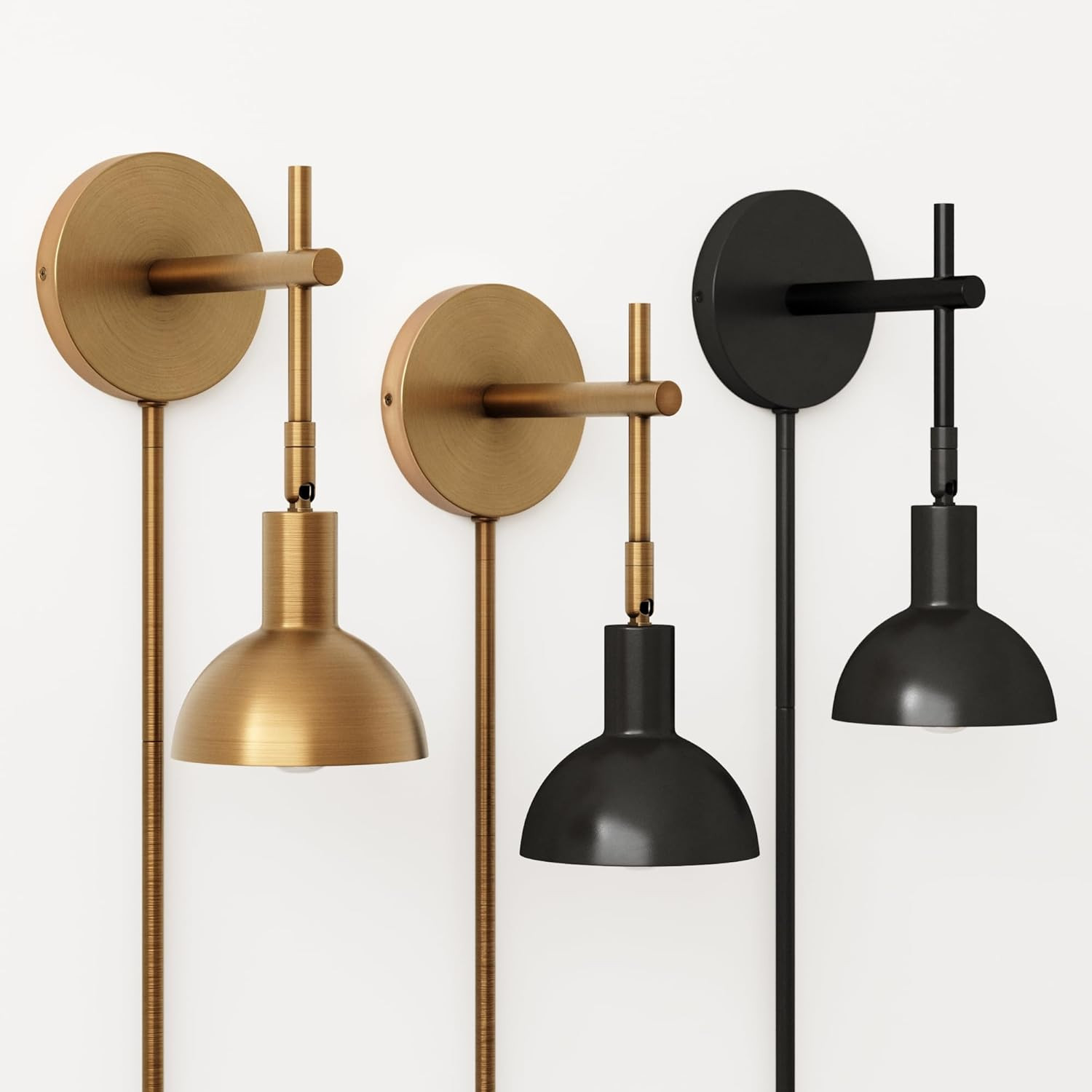 Tamlin Vintage Brass & Black Wall Light Sconce with Switch for Any Room