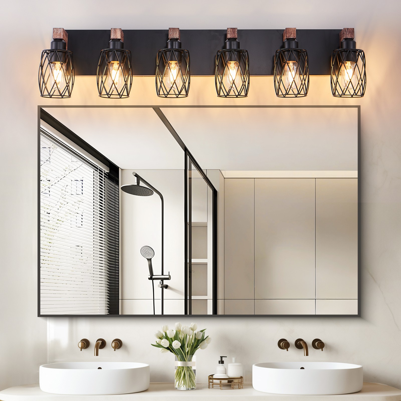 38″ LED Vanity Light 6 Lights Farmhouse Wall Lamp Bathroom Mirror Sconce Fixture
