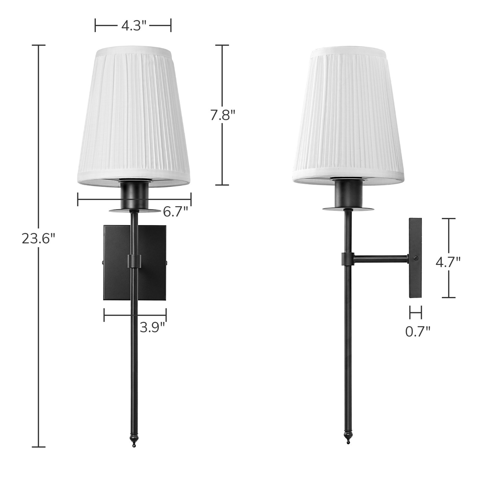 2-Light Dimmable Indoor Wall Sconces Iron Wallchiere W/ Remote Control Set of 2