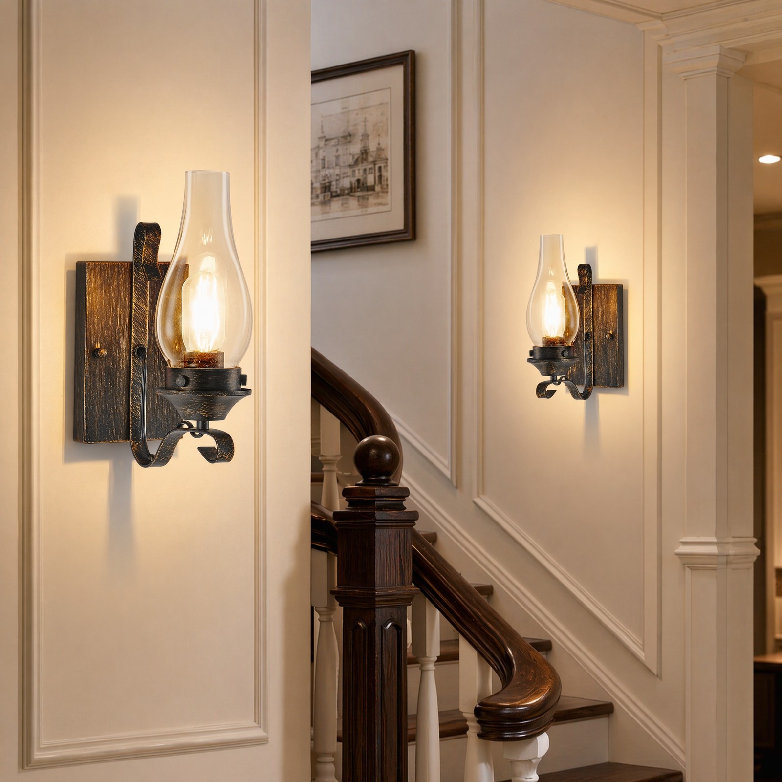 2 Pack 12 in Indoor Retro Rustic Oil Rubbed Bronze LED Wall Light Sconce Fixture