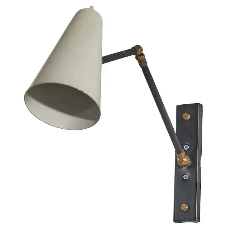 Adjustable Hand crafted 1950s Stilnovo Style Wall Light Metal Brass Wall Lamp