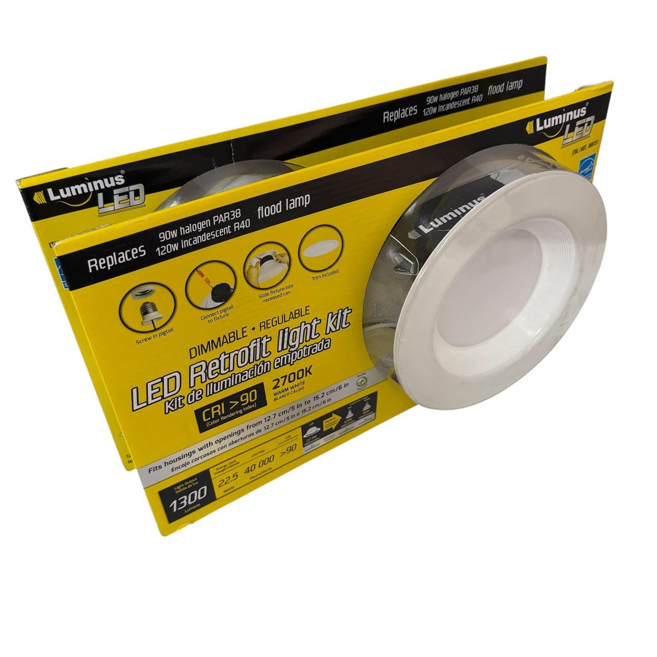 Luminus LED Dimmable Retrofit Light Kits 1300 Lumen Warm White Flood Lights 2pk