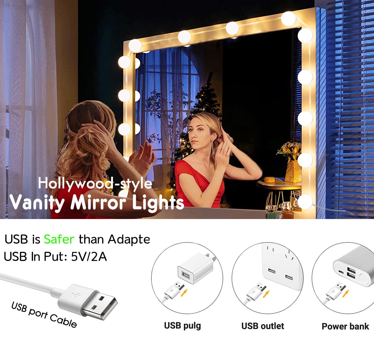 22.6 FT LED Vanity Mirror Makeup Lights 14 Dimmable Light Bulbs