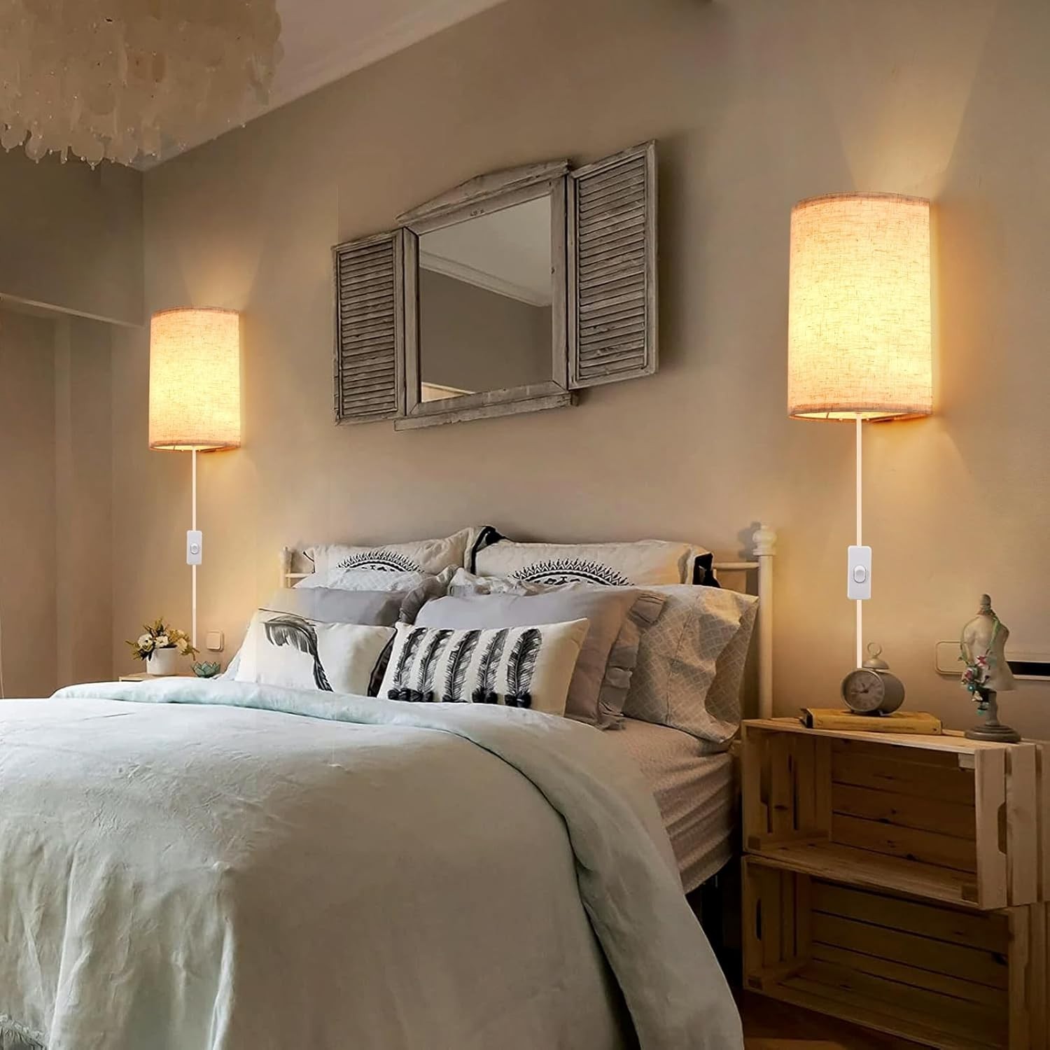 Plug in Wall Sconce, 3 Colors Wall Sconces Set of Two, Industrial Plug in Wal…