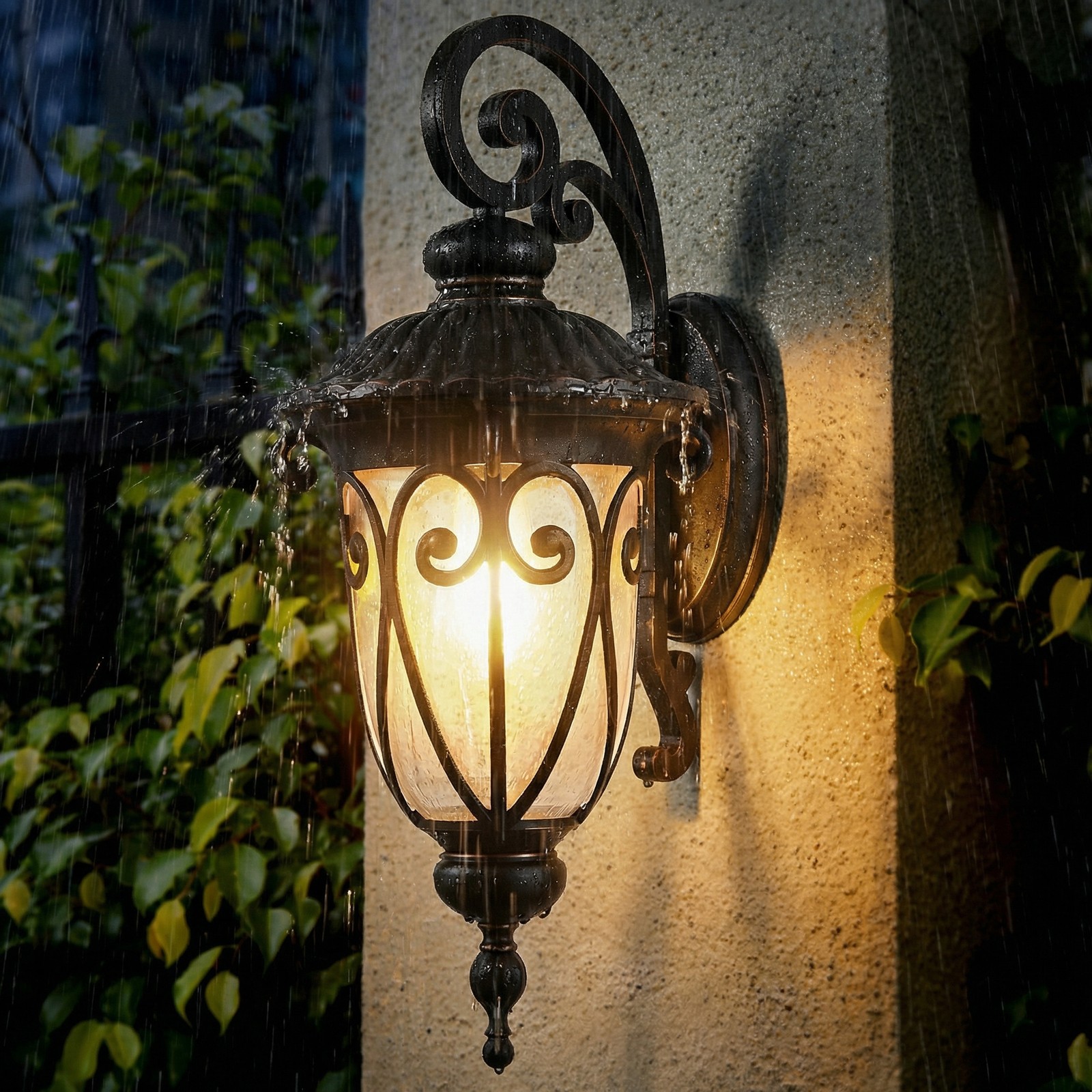 23″ Antique Bronze Outdoor Porch Wall Light Bubble Glass Vintage Sconce Fixture