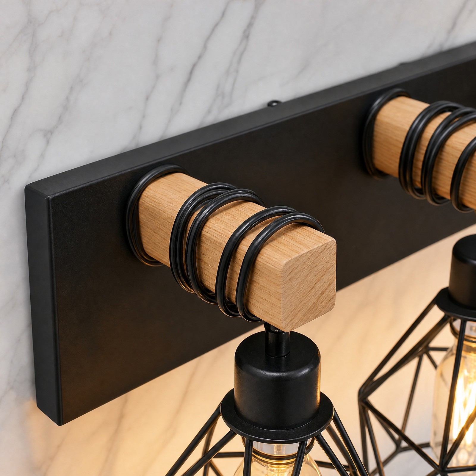 31» Metal Shade Vanity 5 Light LED Black Bathroom Mirror Wall Sconce Fixture