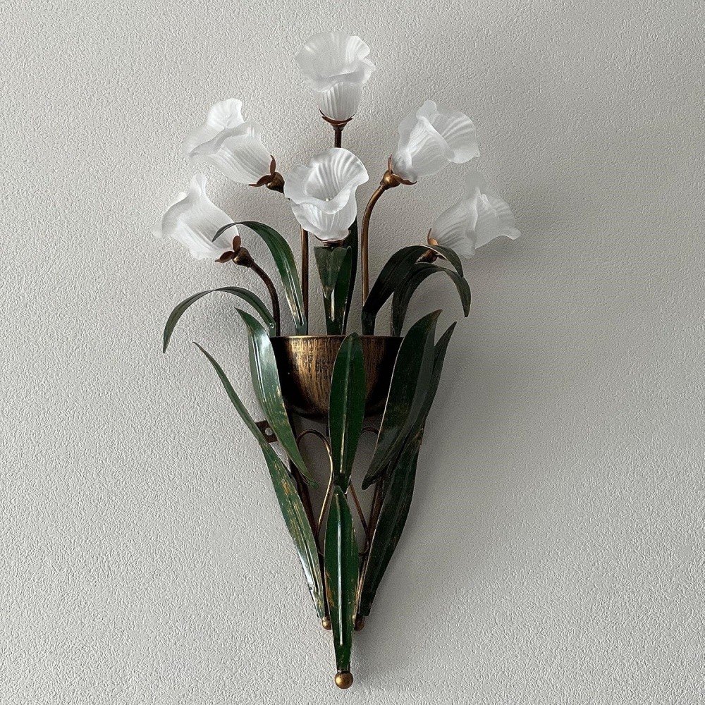 Vintage Nordic 6 Lights Glass Wall Lamp Rural Leaves Wall Mount Sconce Home Deco
