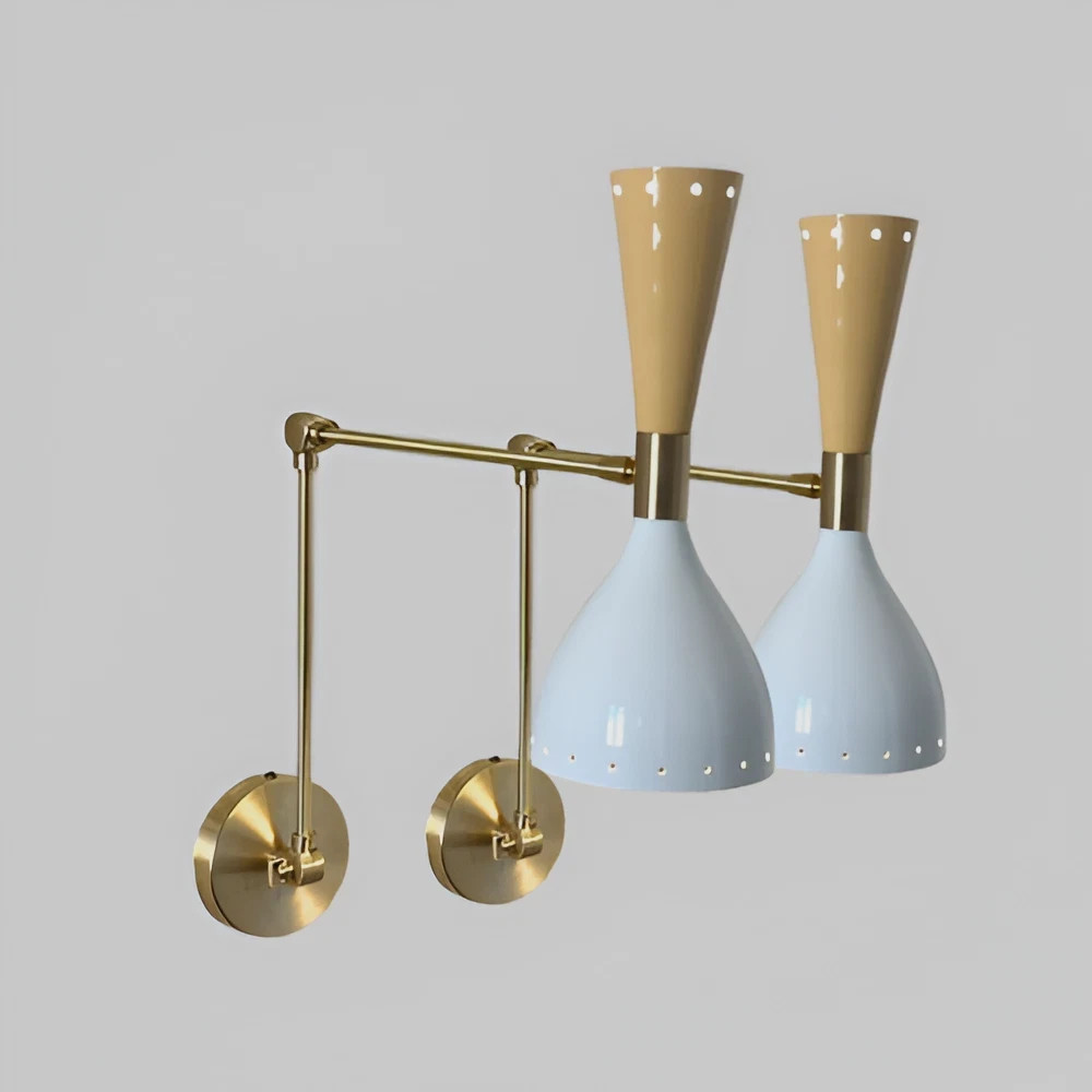 Mid-Century Diabolic Brass Sputnik Wall Sconce Pair Light Fixtures