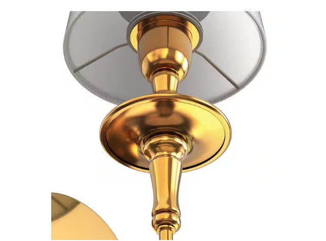 2-Pack YANSUN 1-Light Retro Gold Wall Sconce Fabric Shade Bedroom Hallway Light