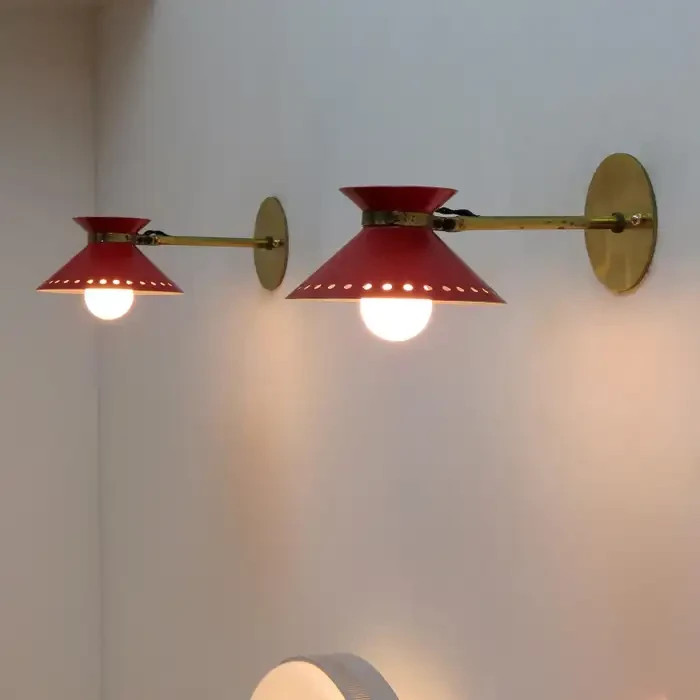Pair of Red Wall Lights, by Colombocreationz India 1950