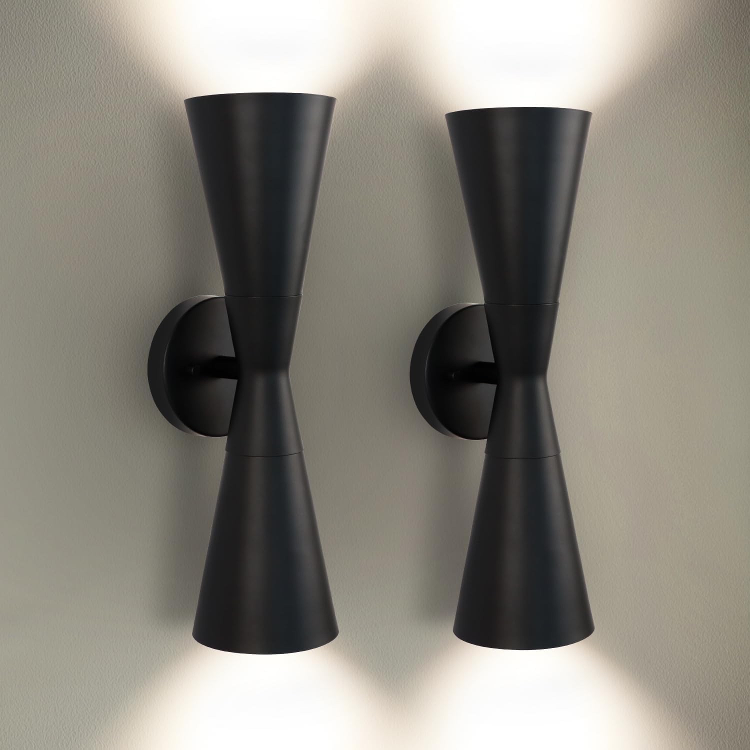 NIB! Set of 2 Modern Black Metal Wall Sconce Lighting, 13 inch Orig. $86