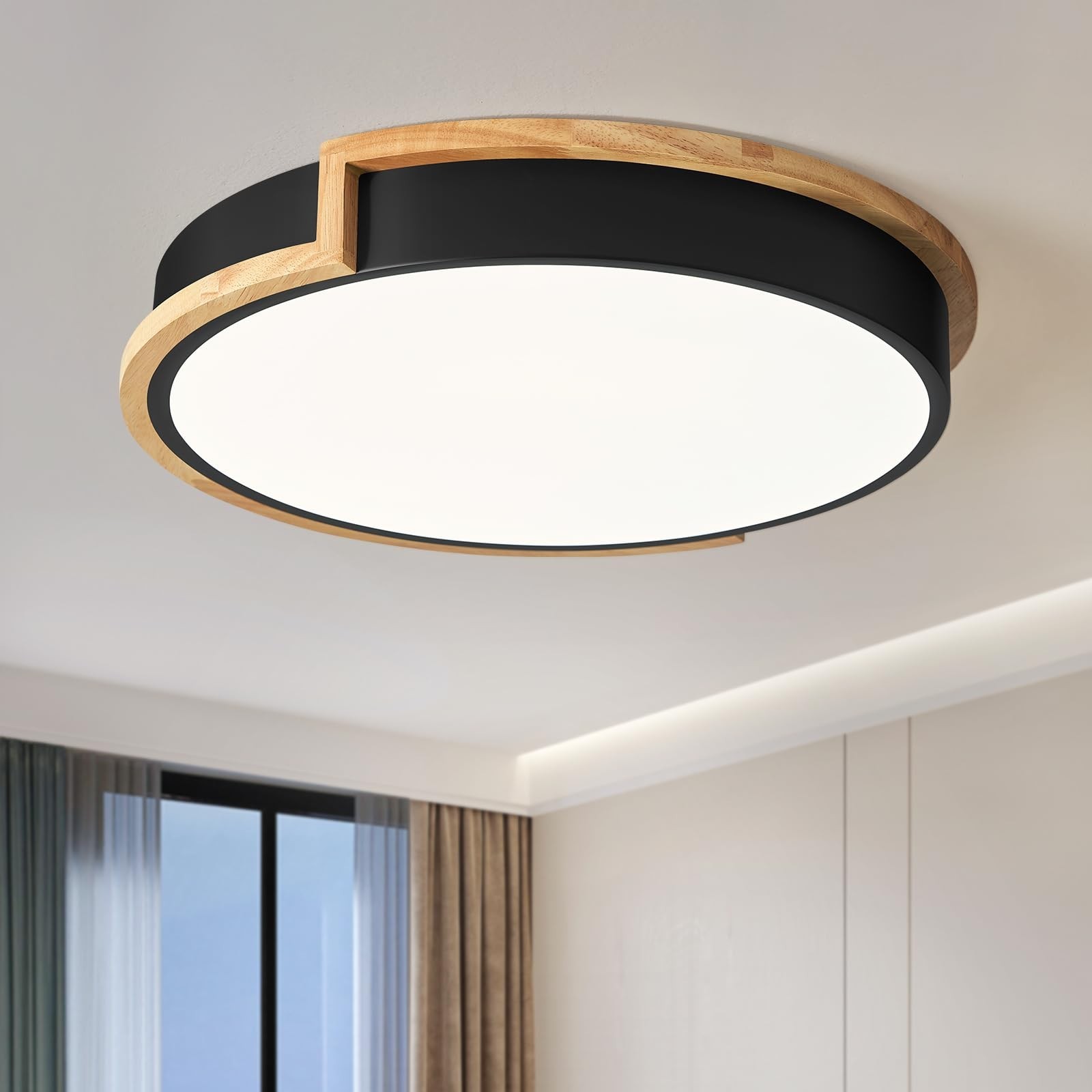 Modern LED Close to Ceiling Light, Round Flush Mount Ceiling Lighting Fixture…