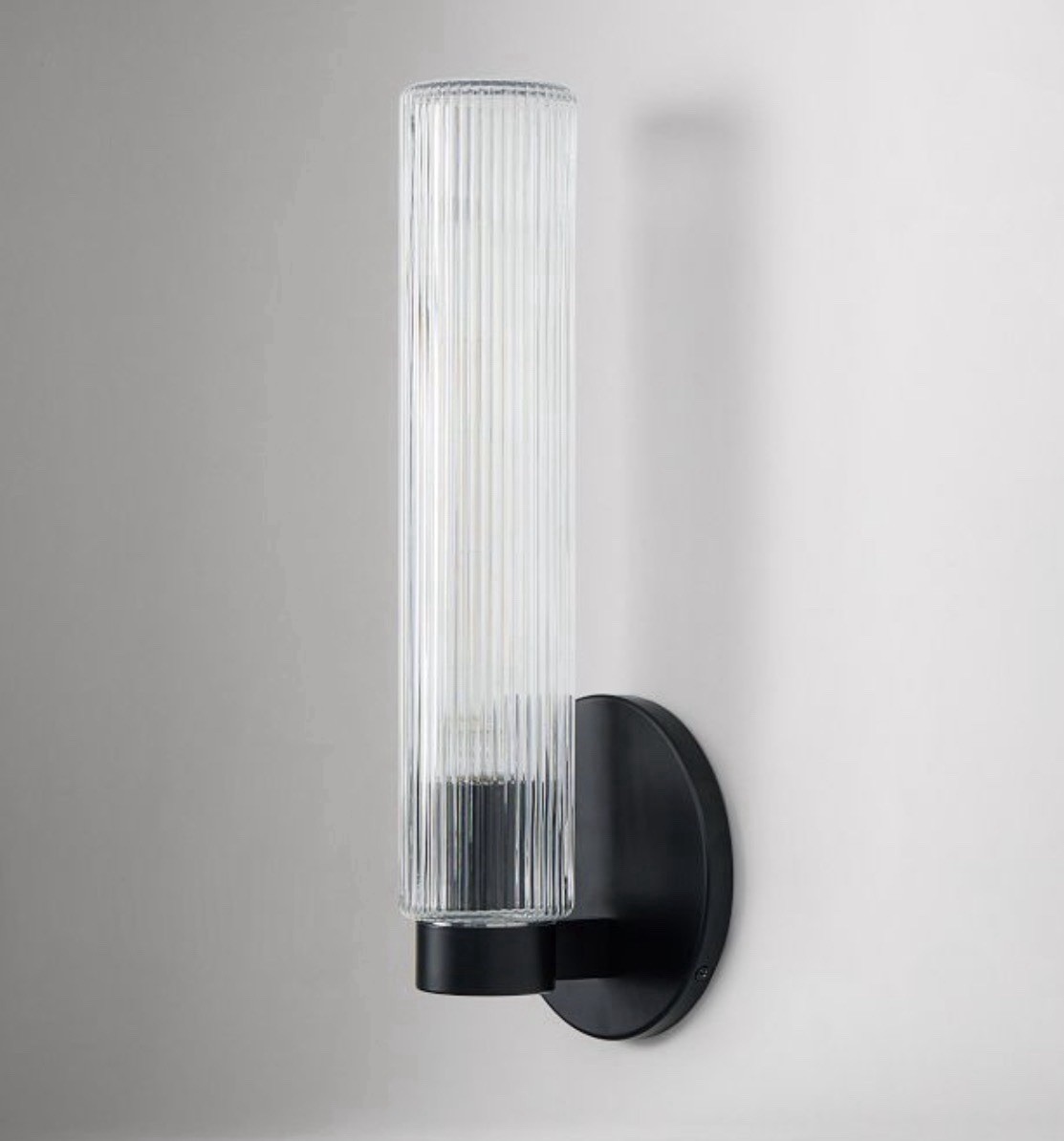 Nice! West Elm Weston Fluted Indoor/Outdoor Clear glass Wall Sconce