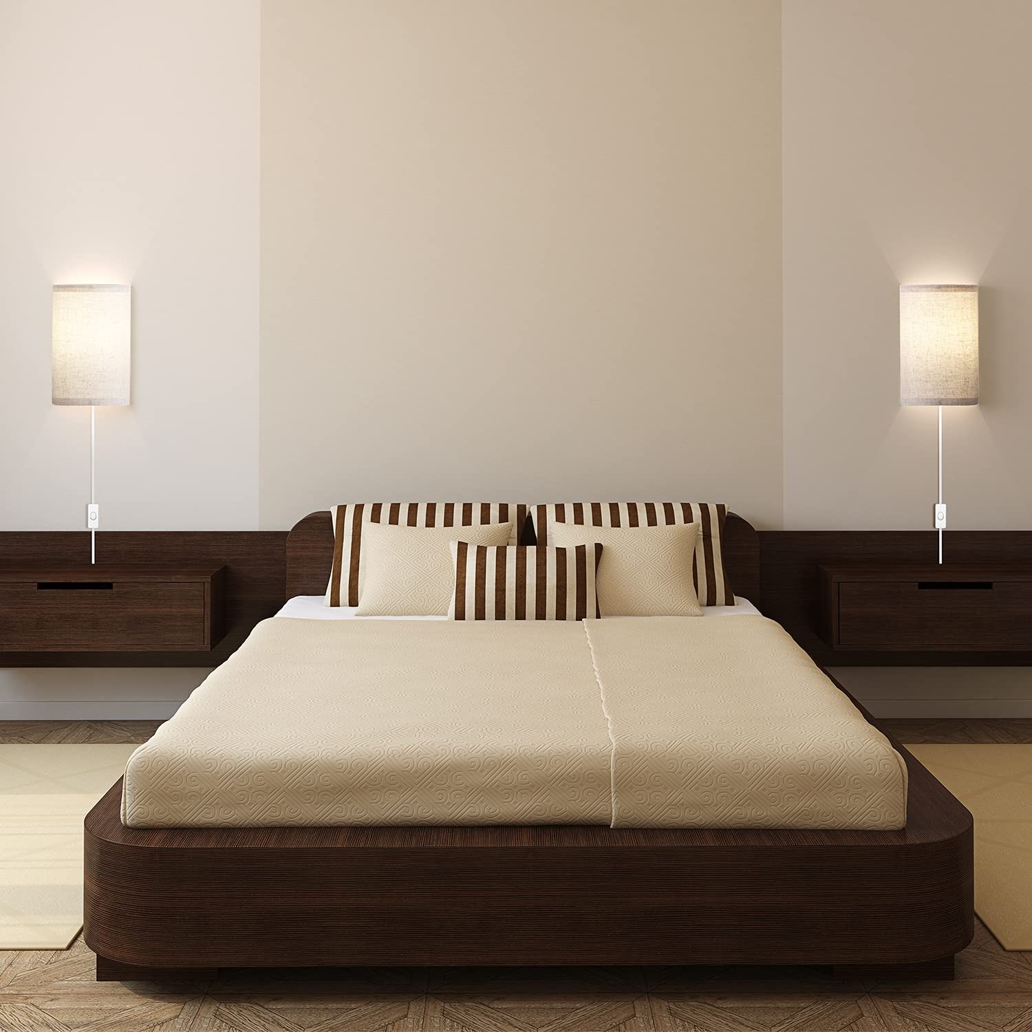 Wall Sconces Set of Two, Wall Lamp Plug in with On/Off Switch, 2700K 4000K 50…