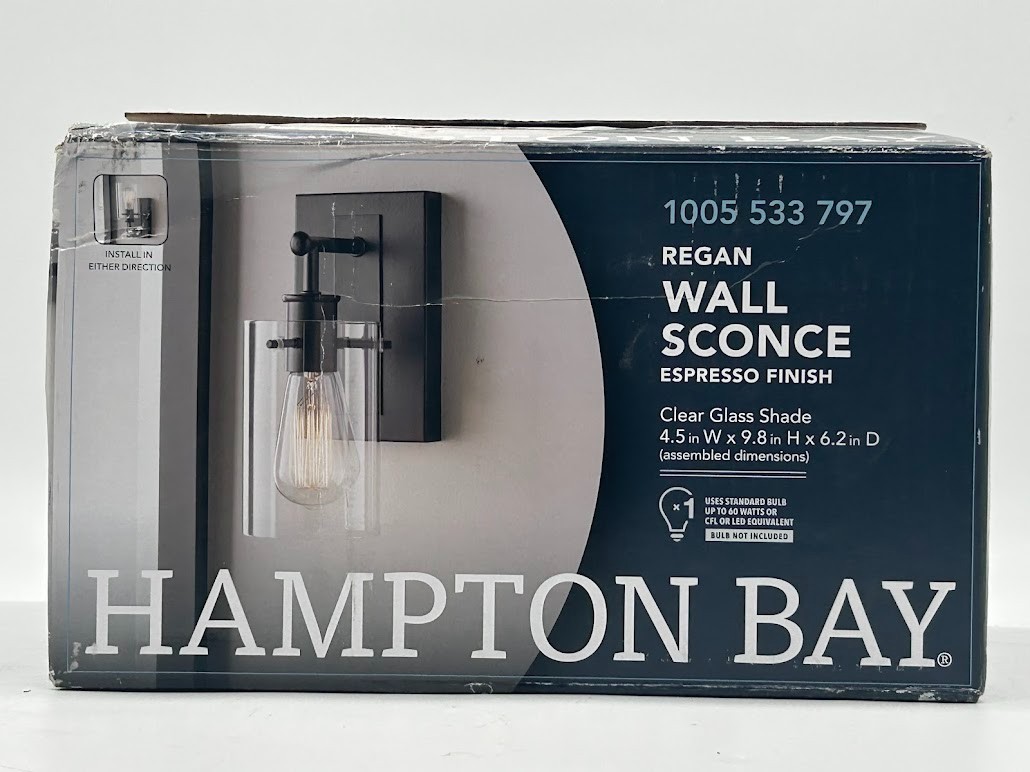 Regan 4.5 in. 1-Light Espresso Bronze Bathroom Vanity Light w/ Clear Glass Shade