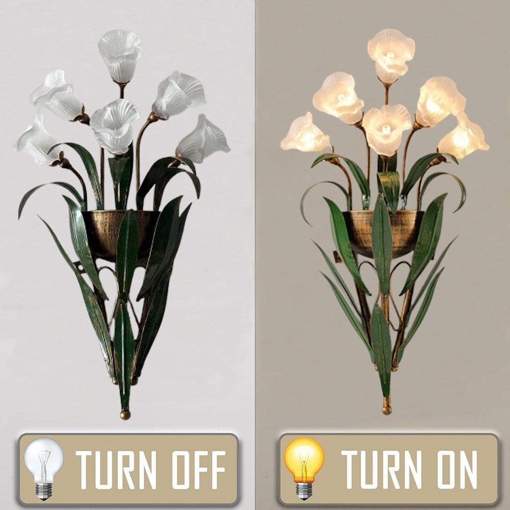 Vintage Nordic 6 Lights Glass Wall Lamp Rural Leaves Wall Mount Sconce Home Deco