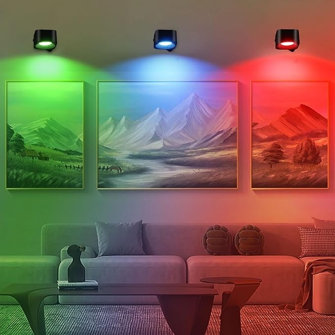 2PCS LED Wall Sconces Dimmable Wall Mounted Lamp Touch & Remote Control Cordless